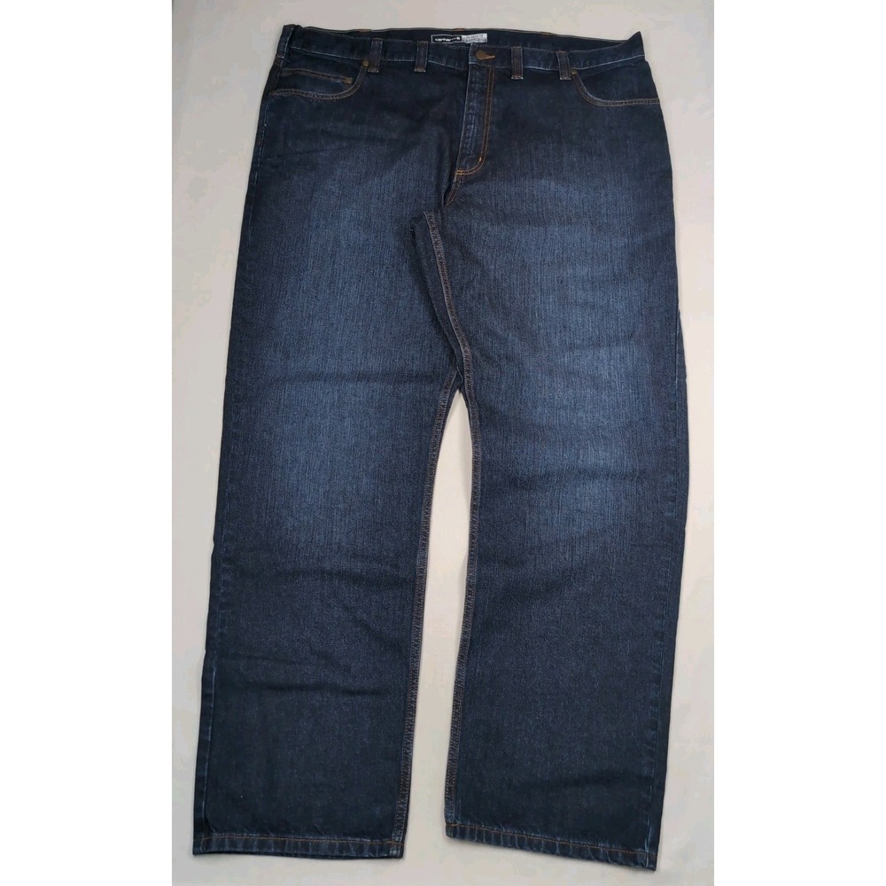 NEW Carhartt Men's 44x34 Relaxed-fit Jeans Cotton Denim Dark Wash BD5119-M